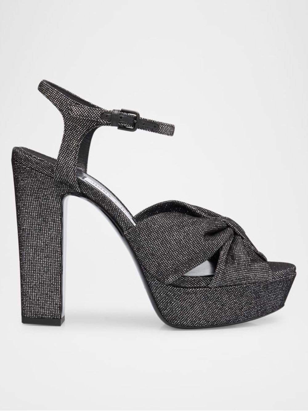 Jimmy Choo Heloise 120 Glitter Knot Platform Sandals Black NWT Size 39.5